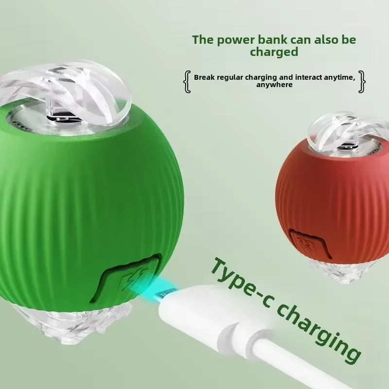 Interactive Rechargeable Pet Ball - Automatic Rolling Toy with Fake Tail for Dogs and Cats